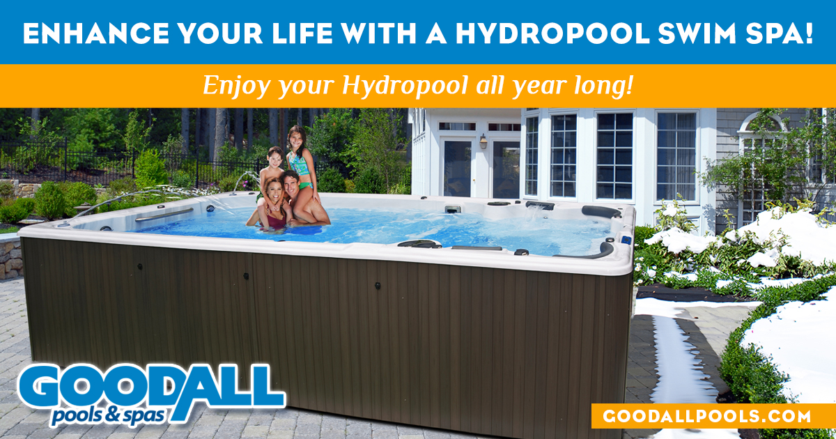 If you want to know why swim spas have become so popular in backyards these days, look no further than Hydropool. We at Goodall Pools & Spas proudly offer Hydropool Swim Spas so our neighbors in Central Pennsylvania can enjoy aquatic exercise, family swim time, and relaxing hydrotherapy in one convenient amenity. Hydropool emphasizes user-friendliness just as much as performance in their products. Hydropool swim spas include Innovative elements such as: patented pump and jet technology self-cleaning systems adaptable controls Whether you fancy a small pool party in the summer or a triathlete training in the winter, a Hydropool Swim Spa is a prime way to have the best of both worlds. Visit one of our five conveniently located stores and take the first step towards a healthier, happier you! Goodall Pools - Your Trusted Pool Experts Since 1962! Buy Local, Buy Now from Goodall Pools & Spas. Store Locations: 5129 E. Trindle Rd., Mechanicsburg, PA 17050 40 Noble Blvd., Carlisle, PA 17013 5207 Jonestown Rd., Harrisburg, PA 17112 1637 Manheim Pike Lancaster, PA 17601 717 Quentin Rd., Lebanon, PA 17042